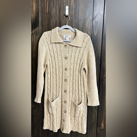 Cable Knit, Wool blend, Button-Up Cream Sweater-Size:S-KIKIT Brand - Picture 1 of 9